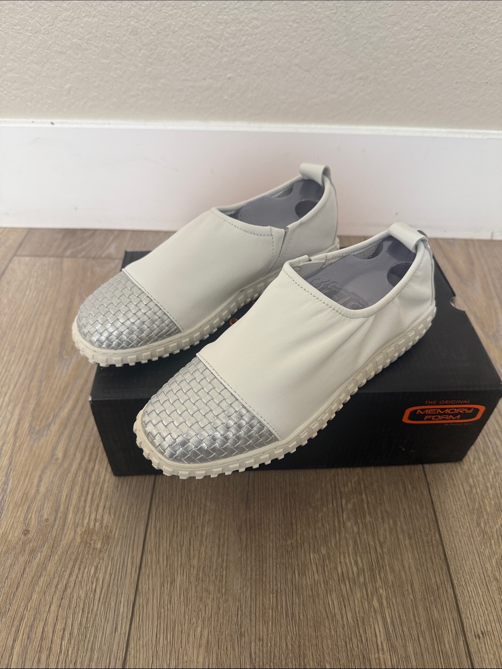 Leather White Slip On Shoes